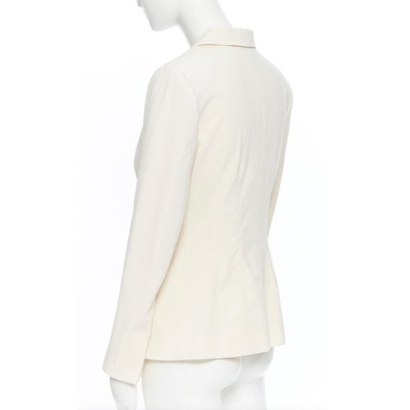 PREOWNED $2K LA PERLA SS17 RUNWAY CORSET CREAM STRETCH WOOL BLAZER IT 46C US 10 - Picture 10 of 15